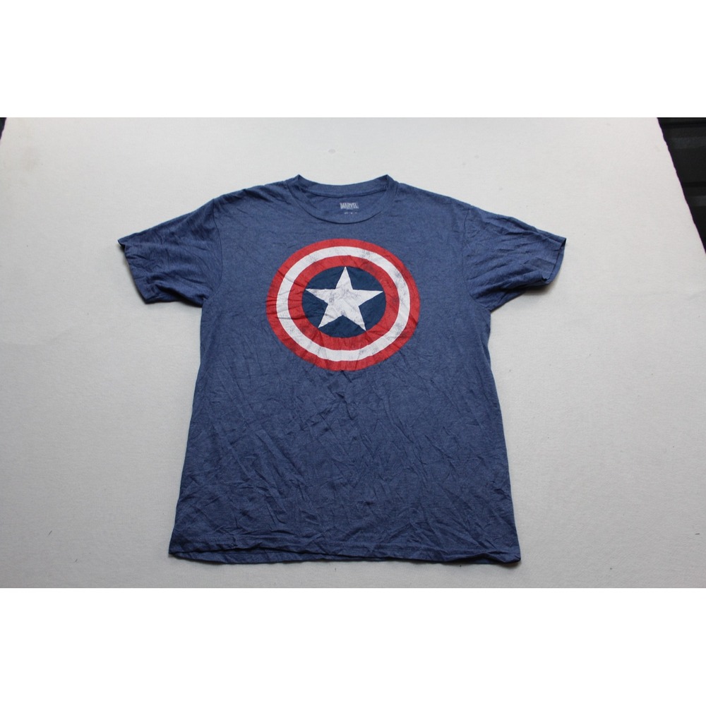 Marvel T-Shirt Mens Medium Blue Excellent Captain America Shield Graphic Tee